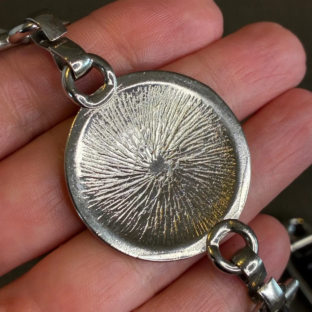 Vintage Chain Belt Hammered Silver Medallion Wood Shell Bead Mixed Media 34-41